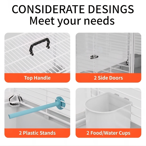 White Small Animal Cage for Pets - Picture 4 of 6